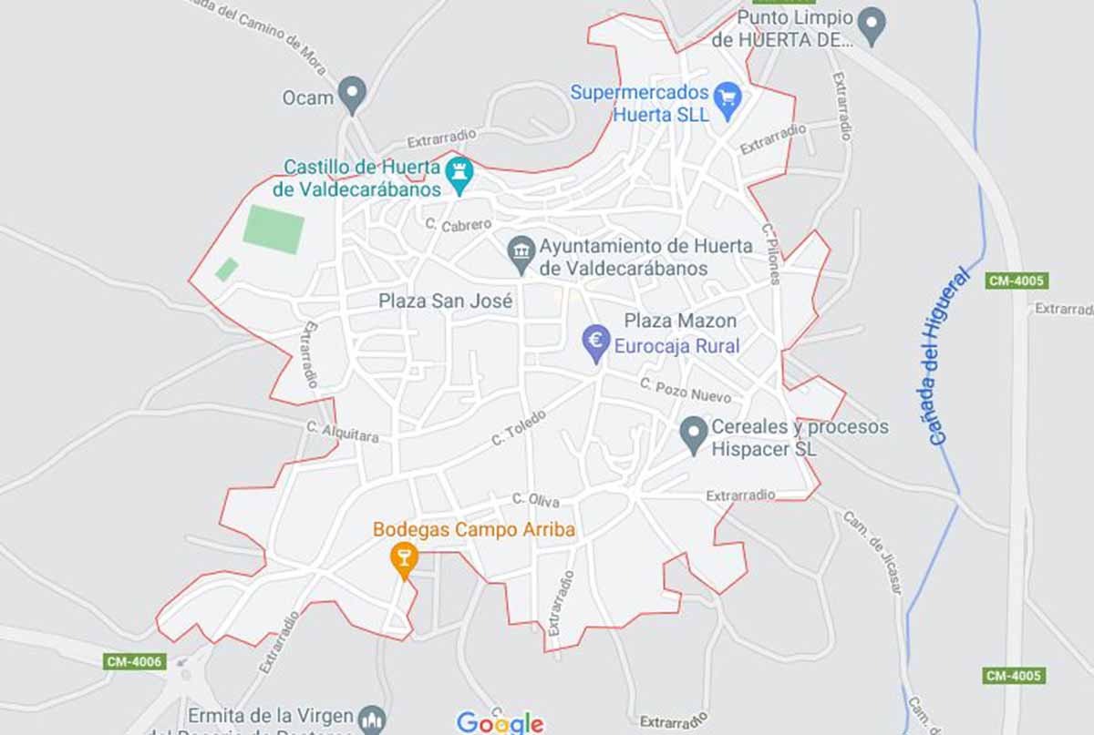 Pelea multitudinaria en Huerta de Valdecarábanos que acabó en un herido. Imagen: Google Maps