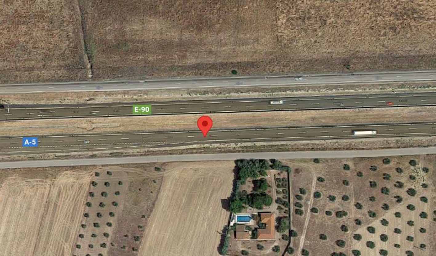 Robo en una estación de servicio situada en el kilómetro 86 de la A-5, en Santa Olalla. Imagen: Google Maps