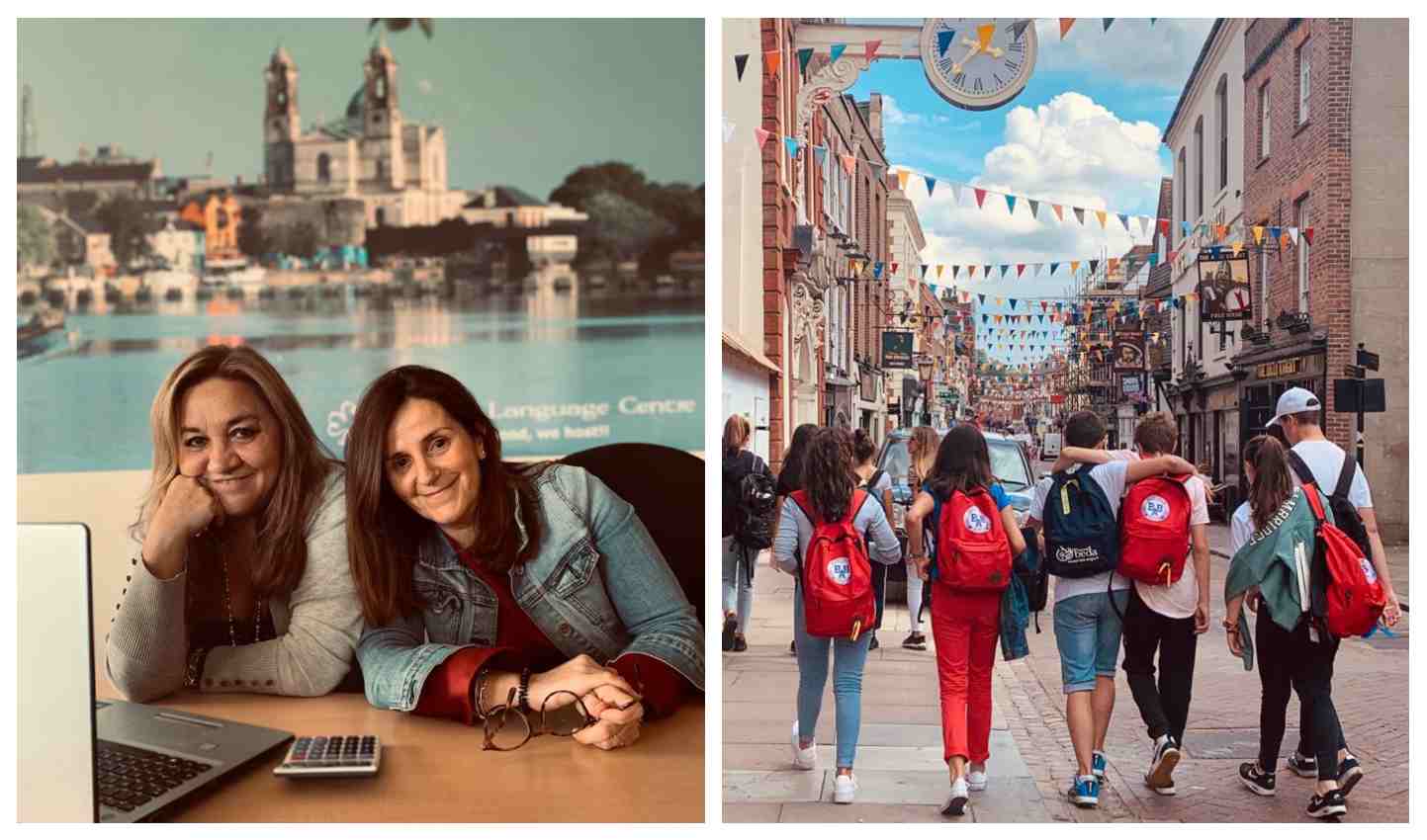 A la derecha, Ángela, la socia de Cristina en Irlanda, junto con la propia de Torres / A la izquierda, algunos de los jóvenes que participan en los programas de BBAcademy.