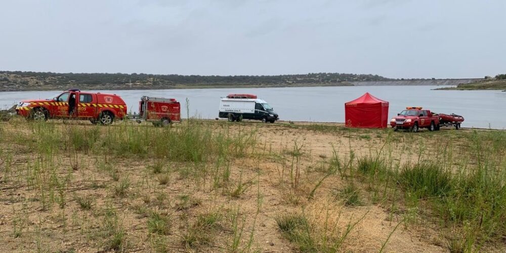 Imagen de las tareas de búsqueda del hombre de Argés en el embalse de Guajaraz.