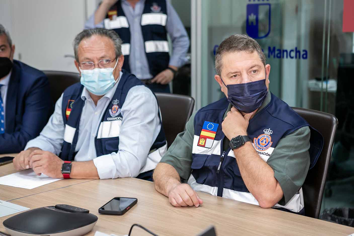 Juan Alfonso Ruiz Molina y Emiliano García-Page, durante la reunión del Meteocam