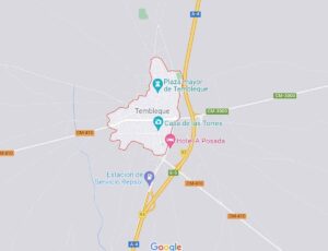 Salida de vía de un turismo con resultado mortal en Tembleque. Imagen: Google Maps