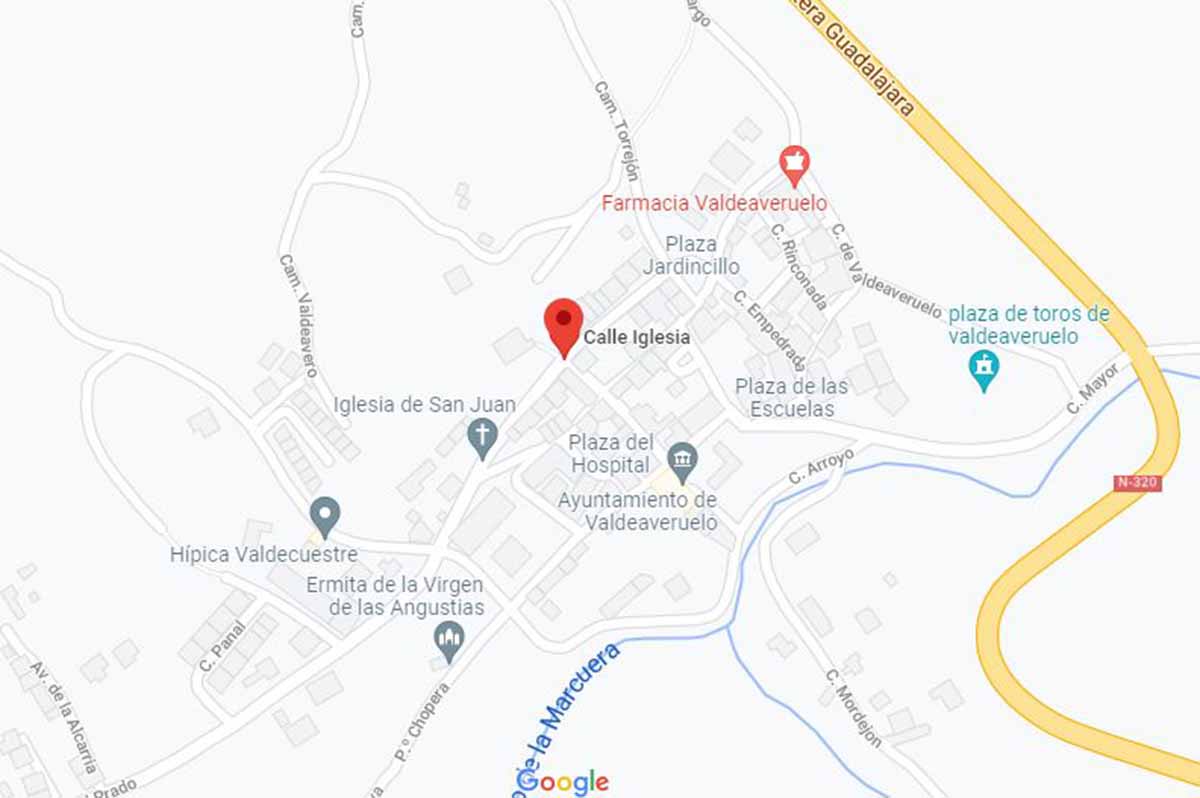 Accidente mortal en una casa de Valdeaveruelo( Guadalajara). Imagen: Google Maps