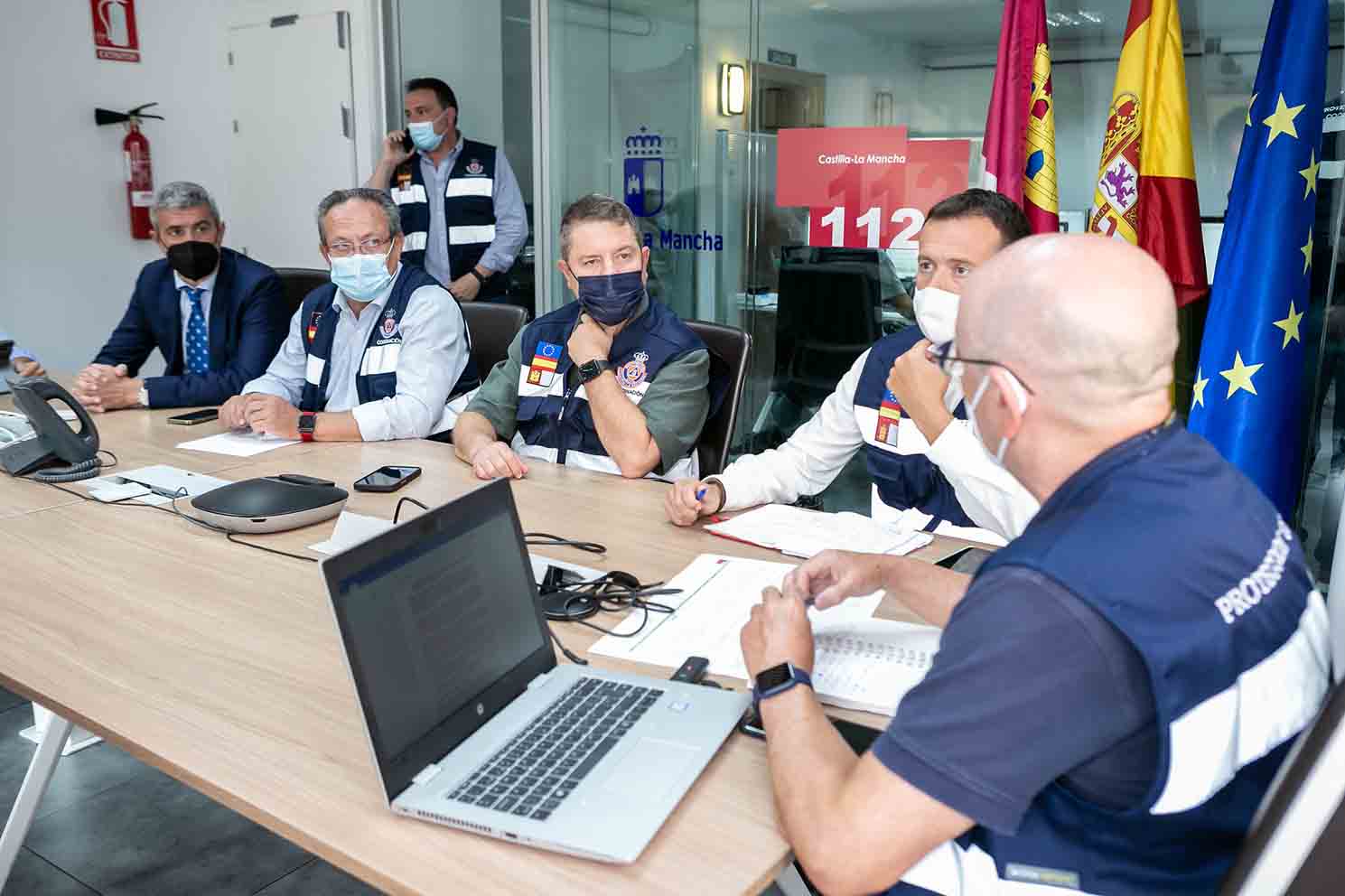 Álvaro Gutiérrez, Juan Alfonso Ruiz Molina, Emiliano García-Page y José Luis Escudero participaron en la reunión de coordinación tras las fuertes tormentas.