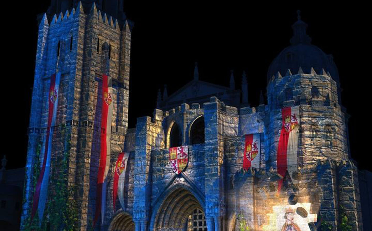 Imagen de lo que se verá en la fachada de la Catedral durante el espectáculo de luz y sonido Luz Toledo.