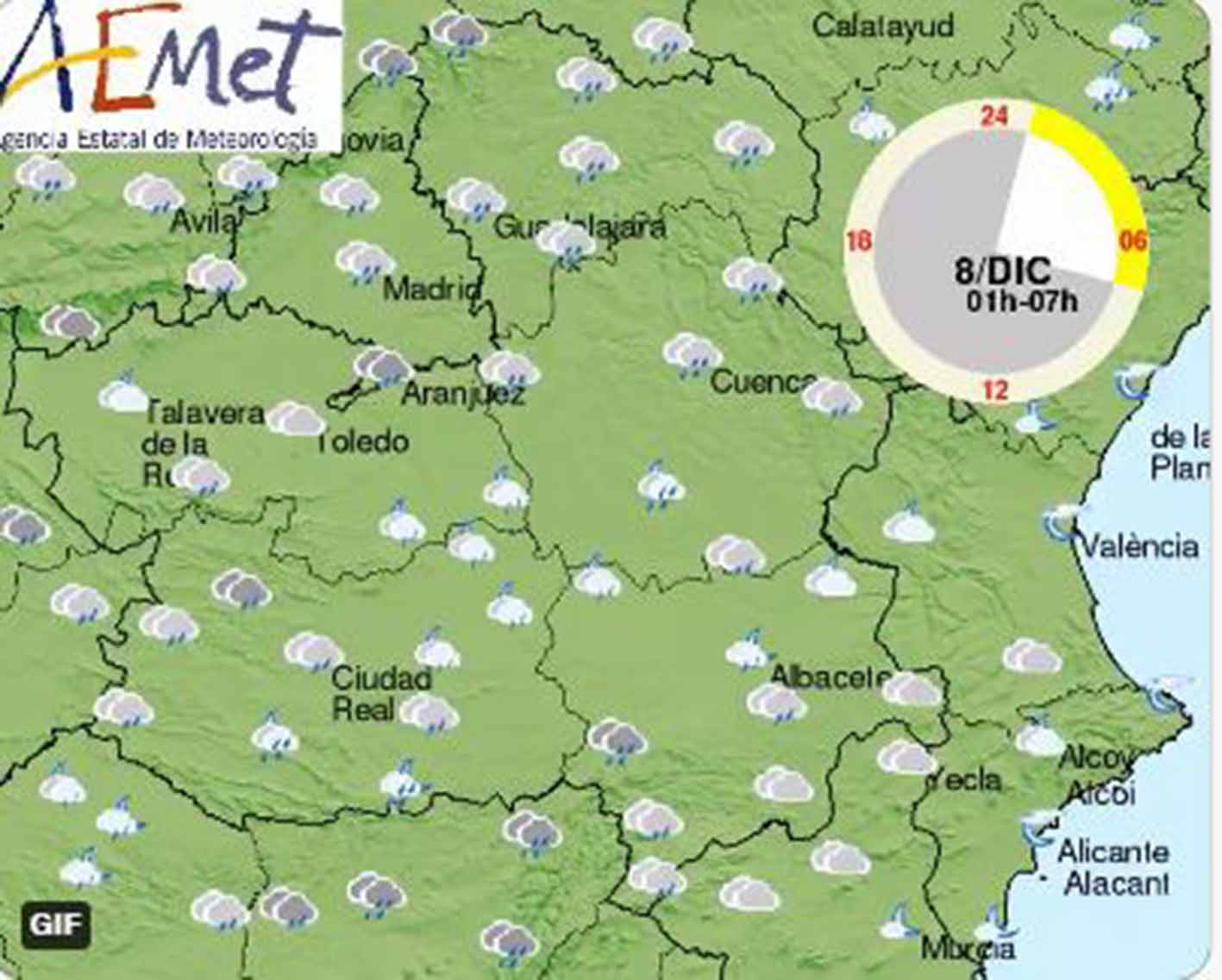 Algunas nubes hoy lunes en CLM.