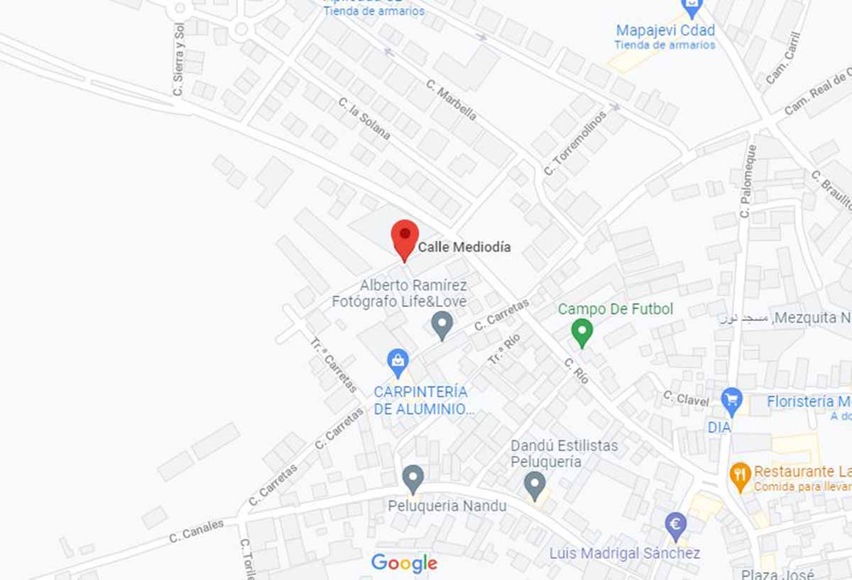 Calle Mediodía en Lominchar, donde un hombre fue atendido por apuñalamiento. Imagen: Google Maps