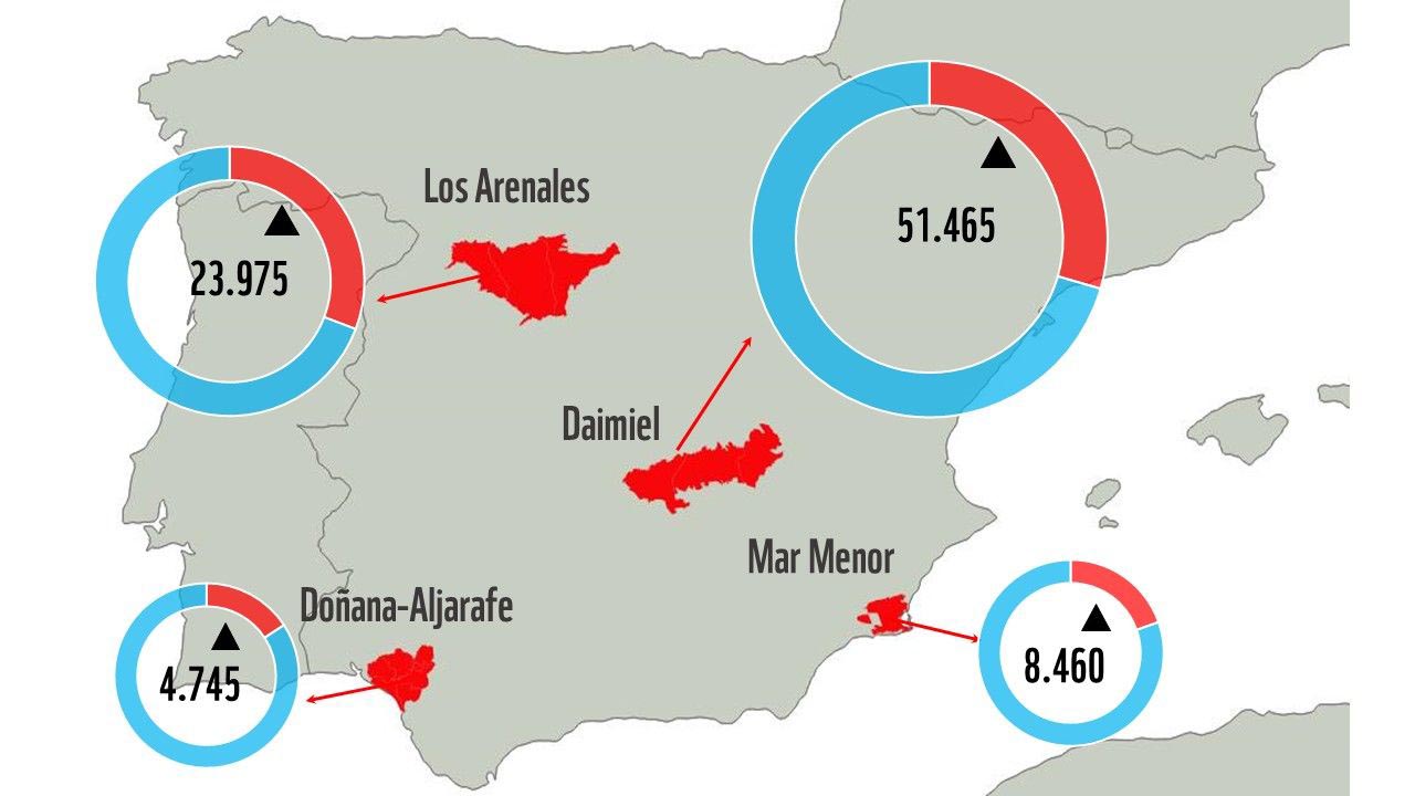 En La Mancha es el lugar donde más hectáreas ilegales se riegan con aguas de acuíferos.