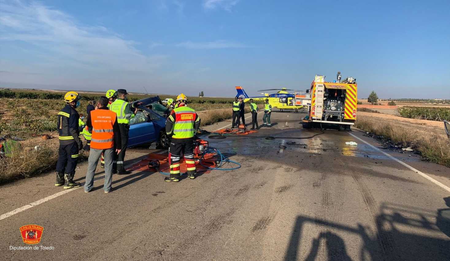 Imagen del siniestro en Lillo, en el que han muerto 3 personas y 4 han resultado heridas.