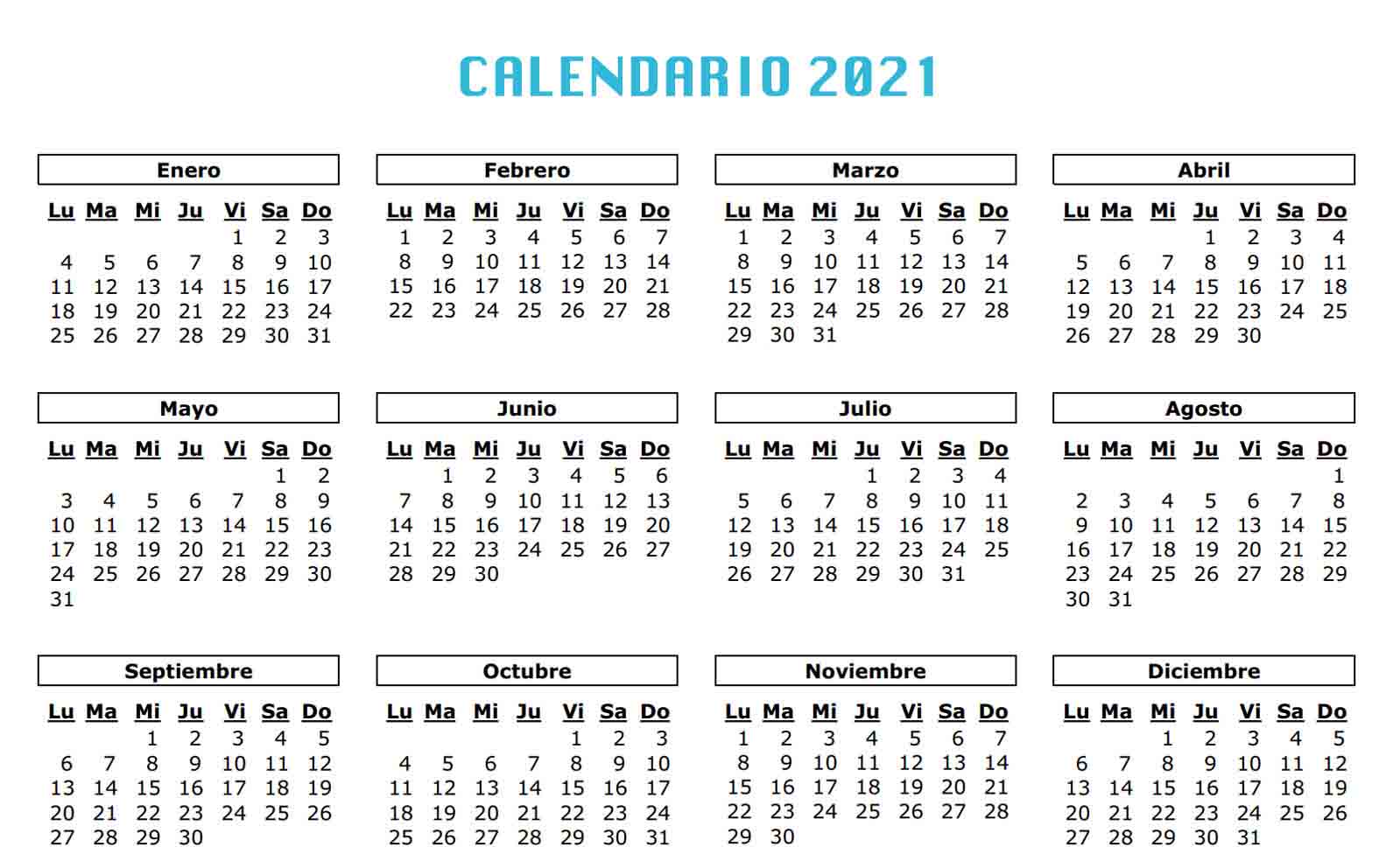 Calendario 2021.