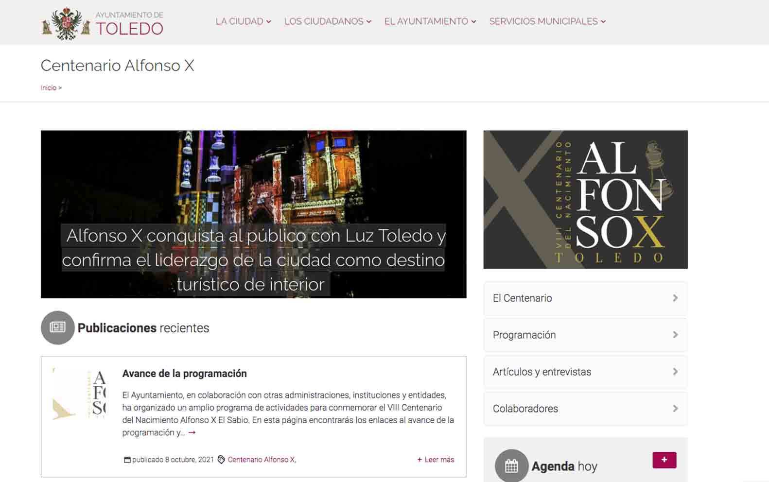 Imagen de la nueva web del centenario del nacimiento de Alfonso X el Sabio.