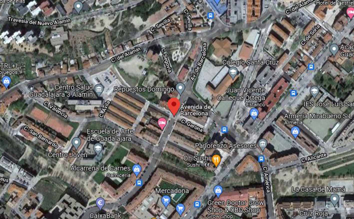 Una reyerta en la Avenida de Barcelona de Guadalajara dejó tres afectados de diversa consideración. Imagen: Google Maps.