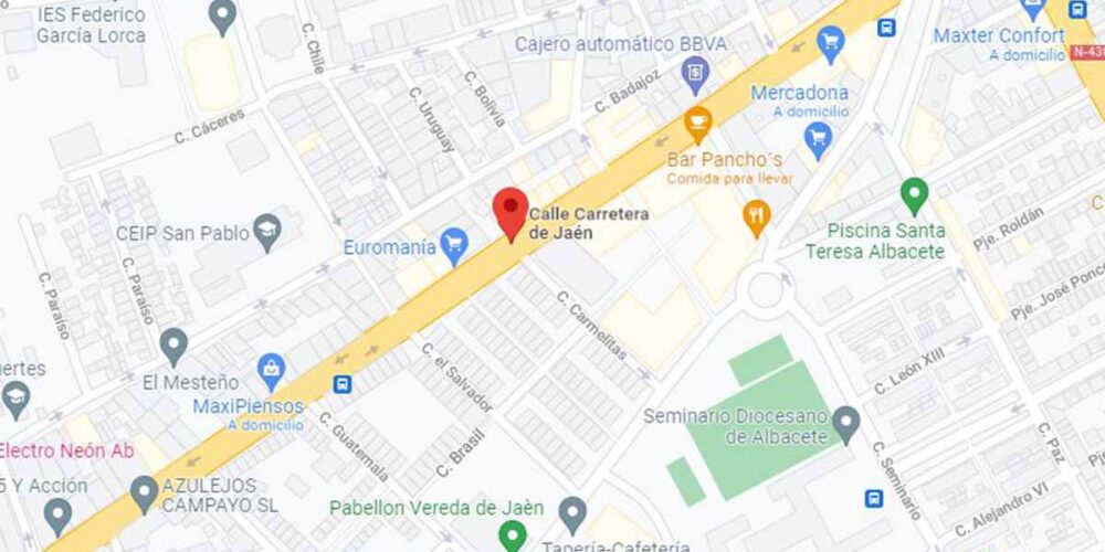 La calle Carretera de Jaén en Albacete fue el marco de un hecho violento. Imagen: Google Maps.