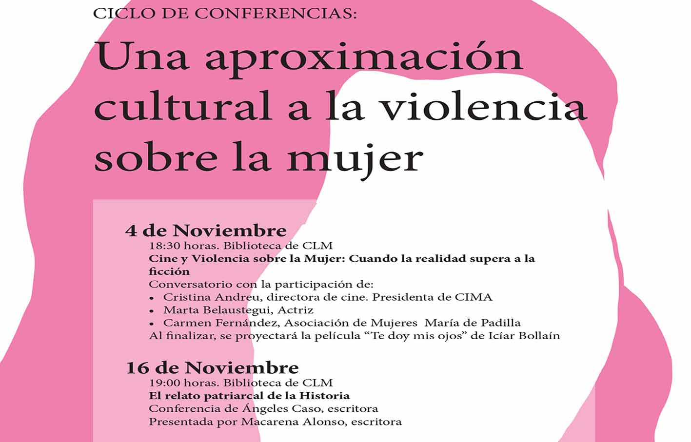 Cartel del ciclo de conferencias sobre la Eliminación de la Violencia contra la Mujer