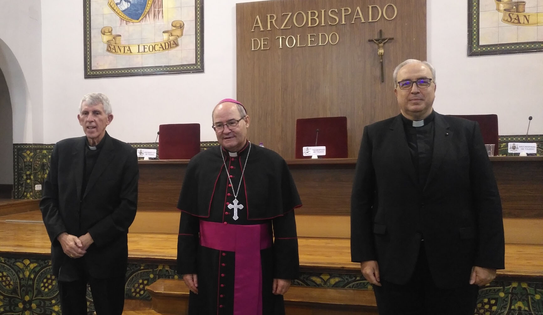 Braulio Rodríguez, arzobispo emérito; Francisco Cerro, arzobispo de Toledo; y César García Magán.