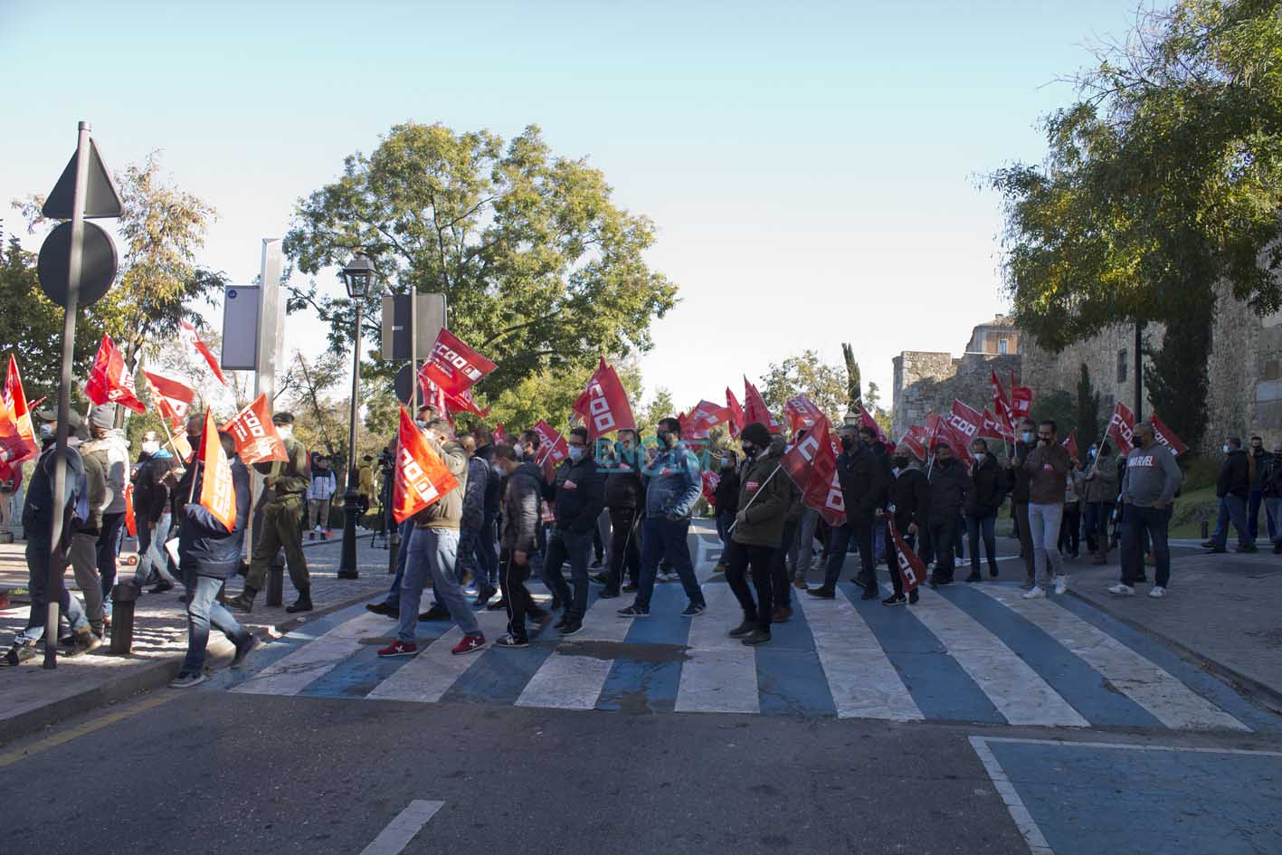 Protesta sindical en Toledo por el nuevo convenio colectivo del metal. Foto: Ainhoa Aranda.