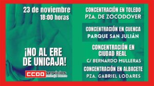 Cartel de la convocatoria de CCOO contra el ERE de Unicaja.