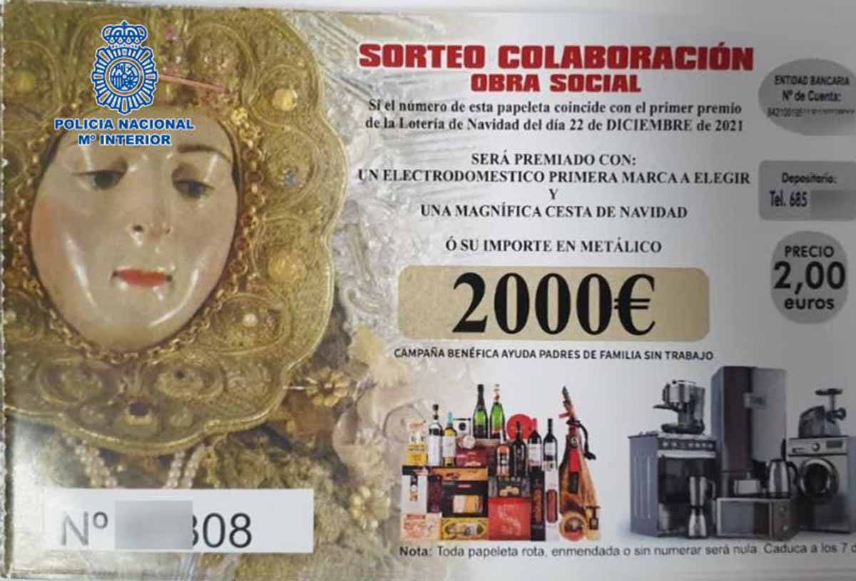 Participación falsa de lotería que circula en Ciudad Real.