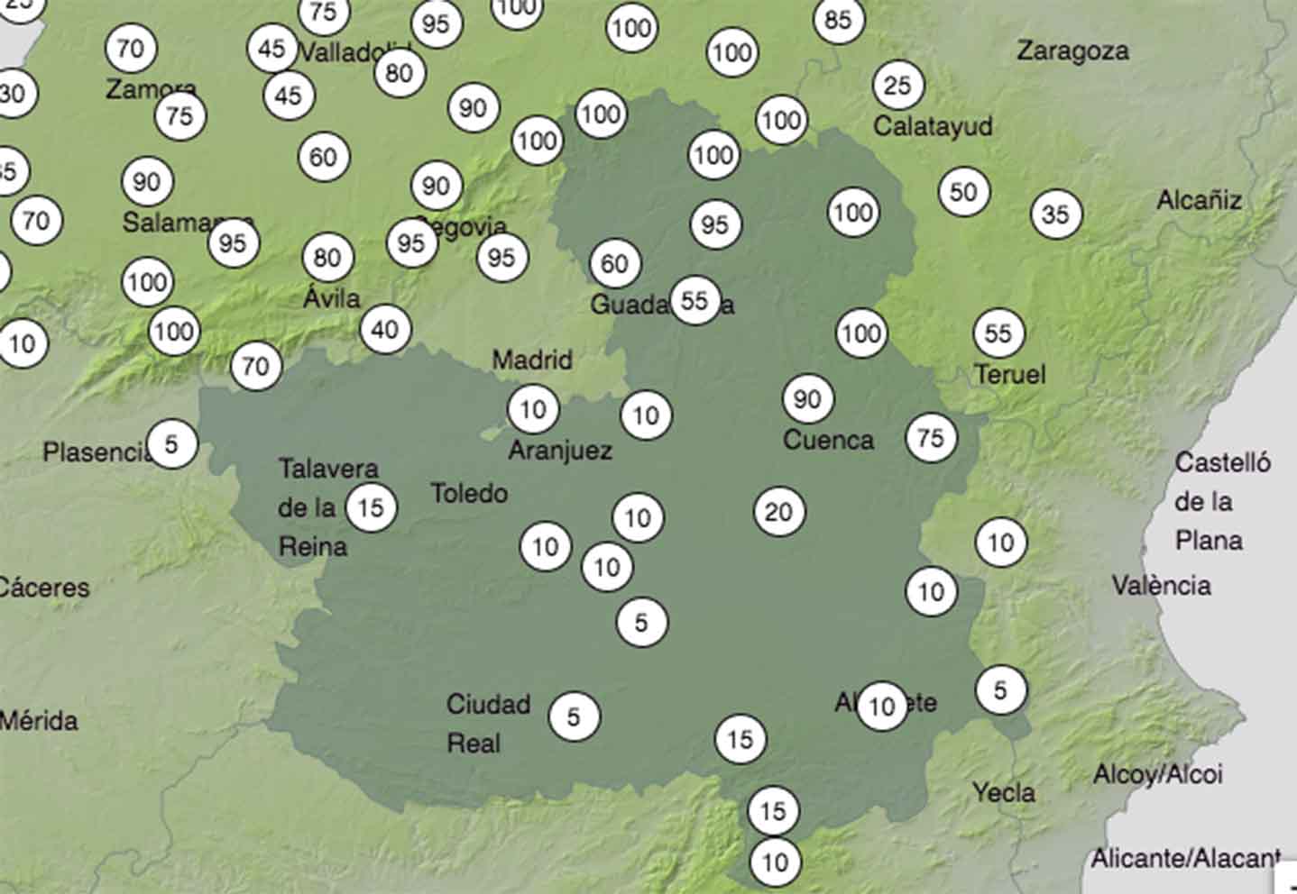 Pronóstico de nieve para la próxima noche.