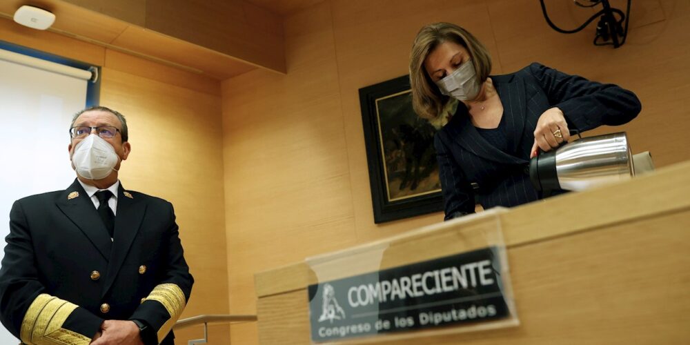 María Dolores de Cospedal, en la Comisión de Investigación de la Kitchen, en el Congreso de los Diputados. EFE/Mariscal.