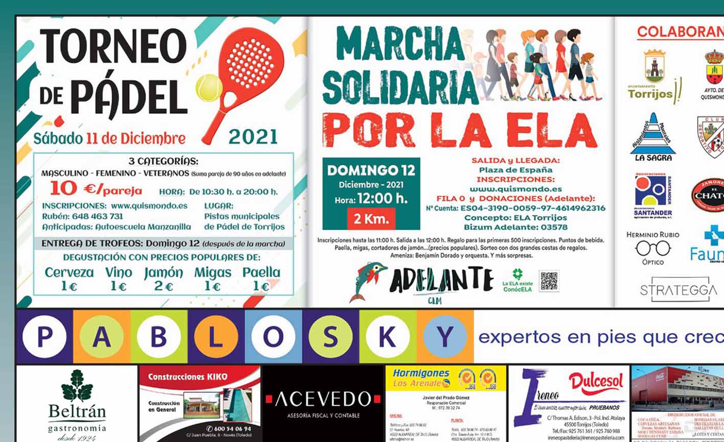 Cartel del programa de actividades contra la ELA en Torrijos.