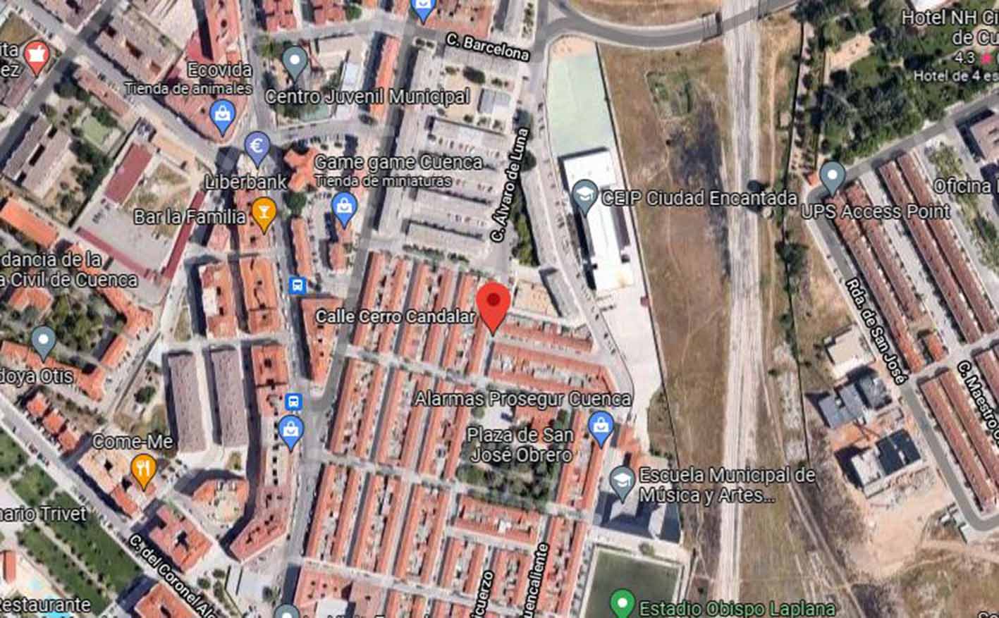 Aparece un hombre herido en la calle Cerro Candalar de Cuenca. Imagen: Google Maps.