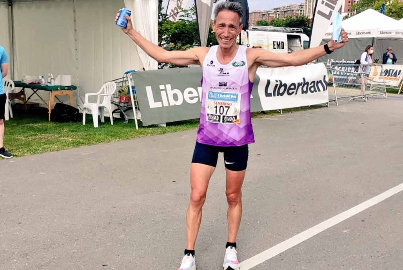 Seve Felipe. cuando se proclamó recientemente subcampeón de España de 50 kilómetros. Foto: @imdalbacete.