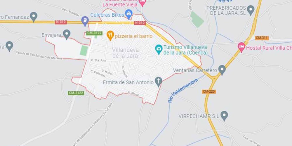 Accidente mortal en la CM-220, en el término de Villanueva de la Jara. Imagen: Google Maps.