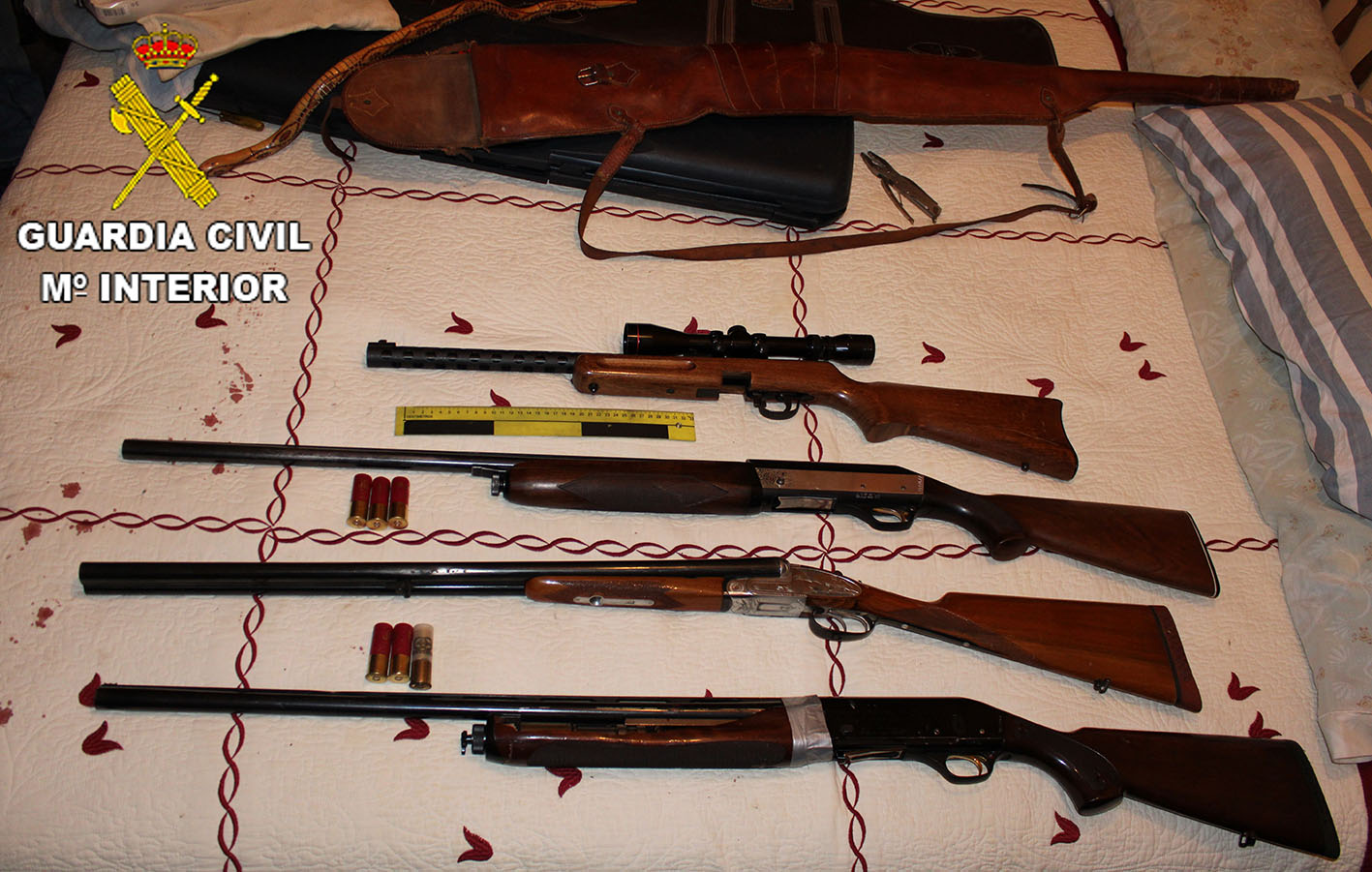 Las armas incautadas en los registros domiciliarios.