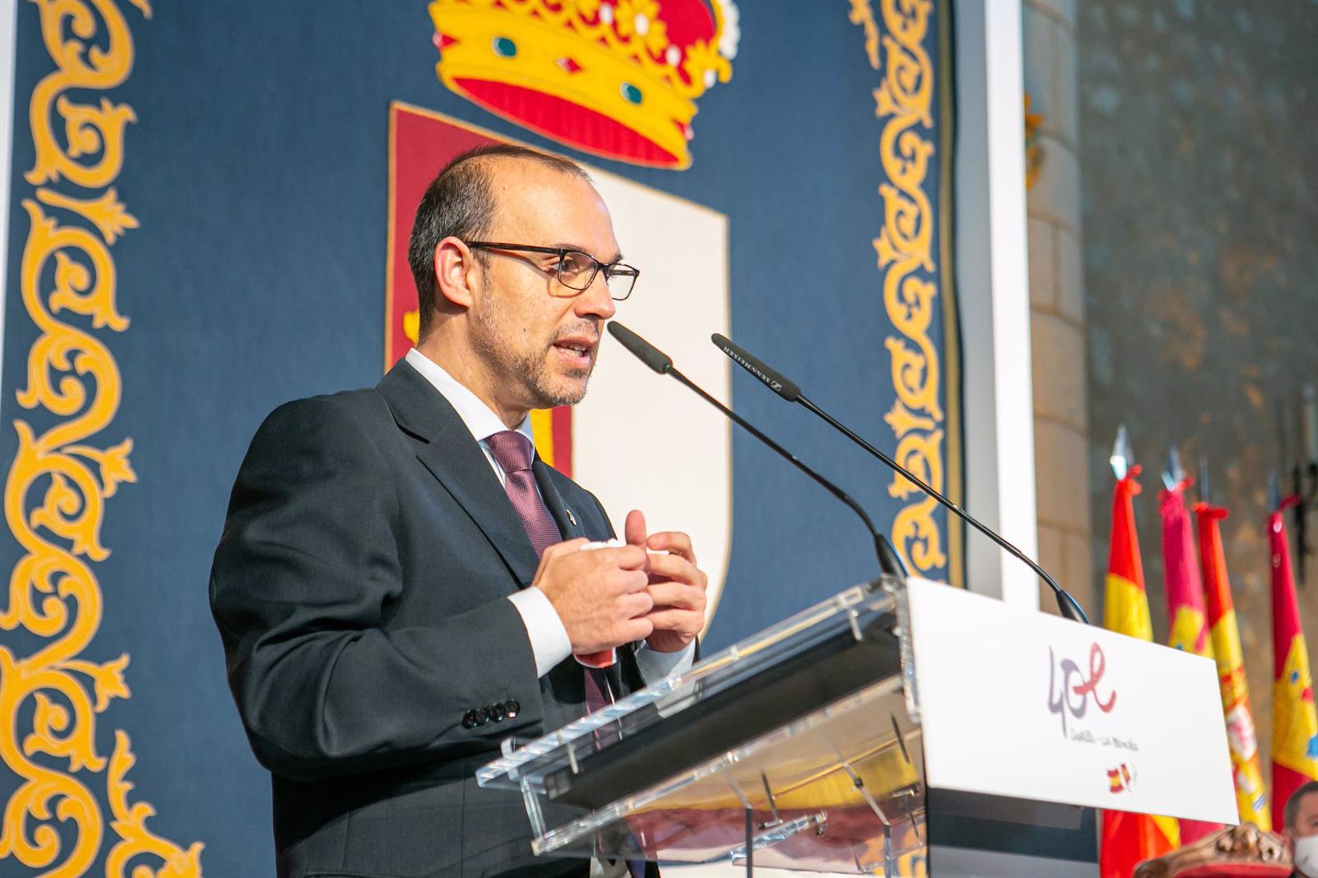 El presidente de las Cortes de Castilla-La Mancha, Pablo Bellido, en el acto del 40 aniversario del Estatuto de CLM.