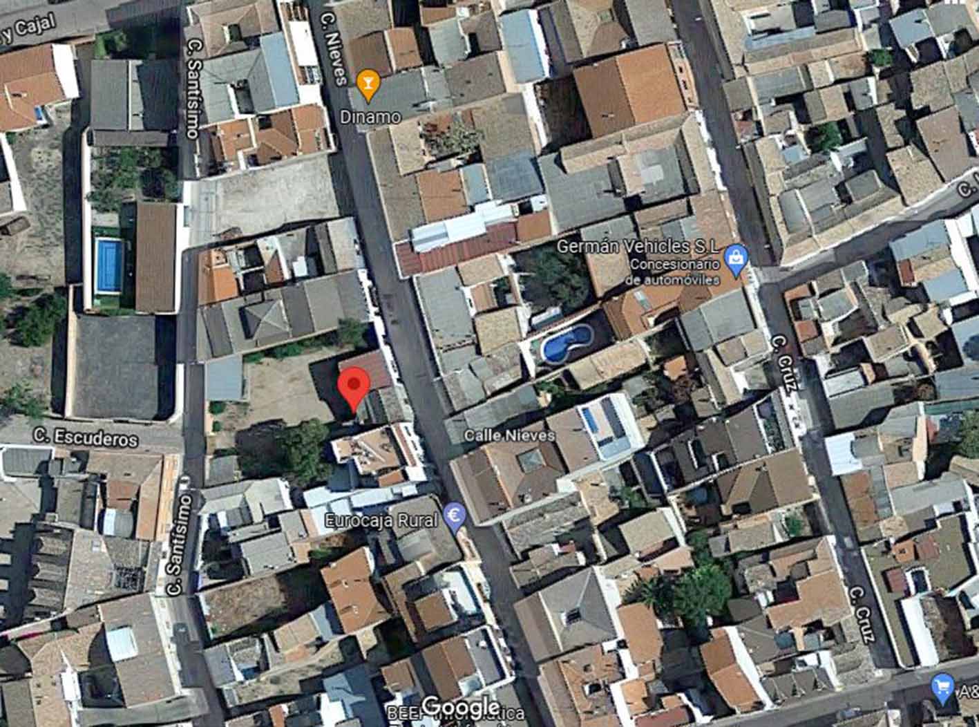 Calle Nieves en Bolaños de Calatrava: pelea, agresión y hombre al hospital. Imagen: Google Maps.