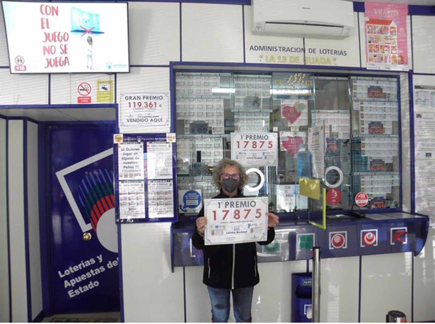 Administración de Loterías número 13 de Guadalajara que ha entregado parte del primer premio de la Lotería Nacional.