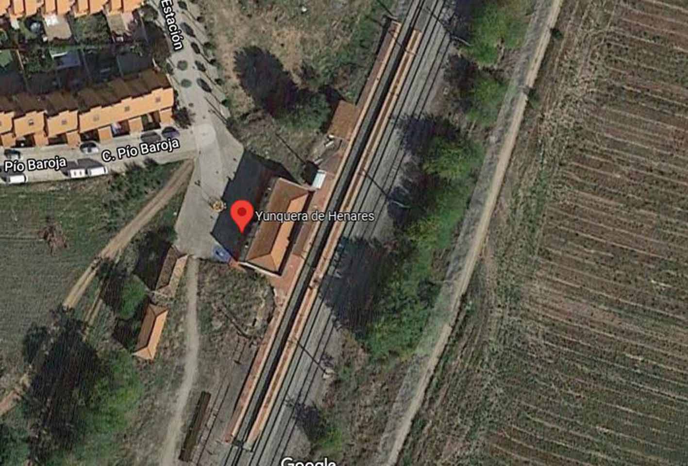 Accidente ferroviario mortal en el término de Yunquera de Henares (Guadalajara. Imagen: Google Maps.