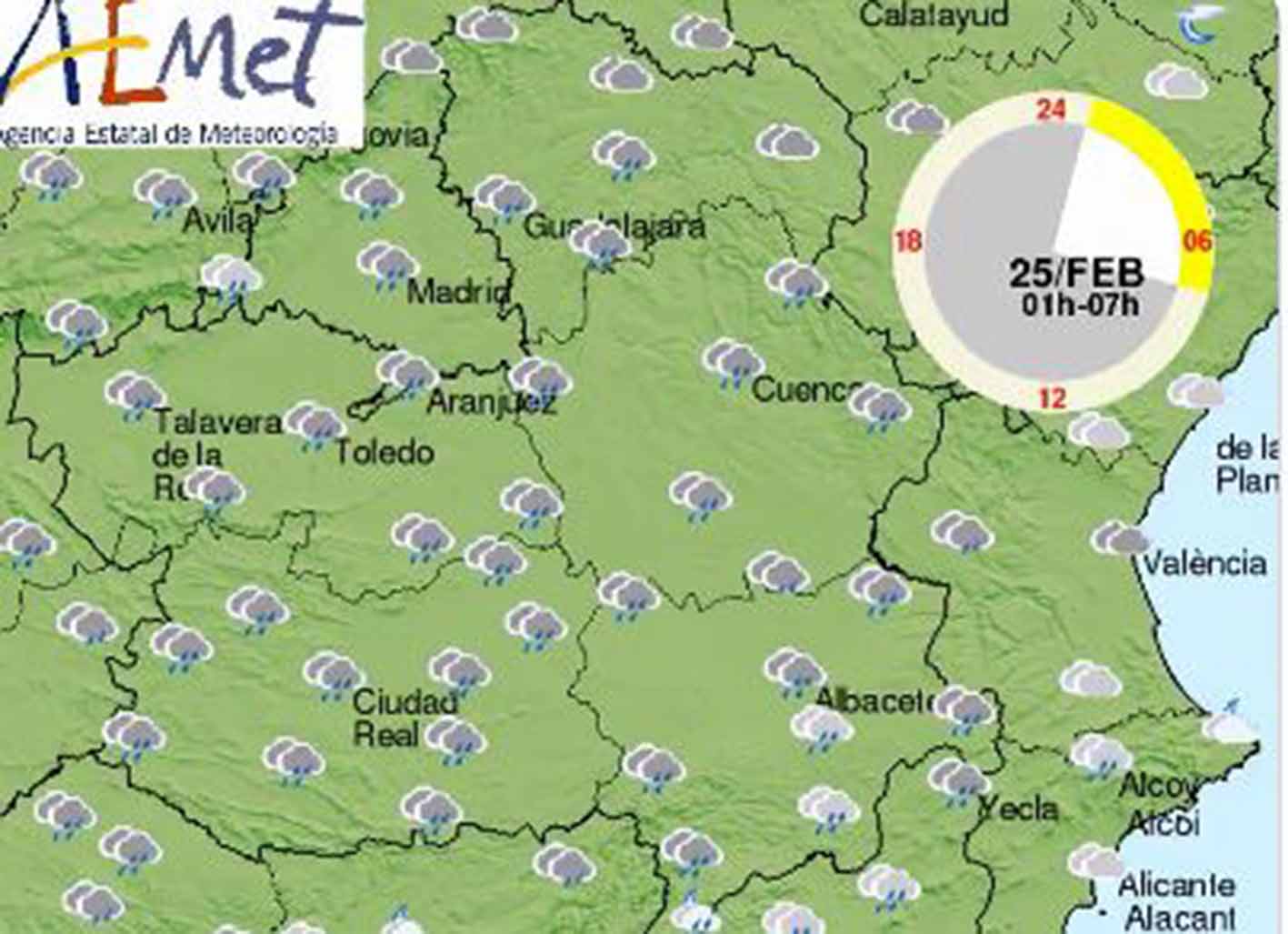 El tiempo cambia con lluvias intensas sobre todo en el sur de la Península y en el oeste de CLM.
