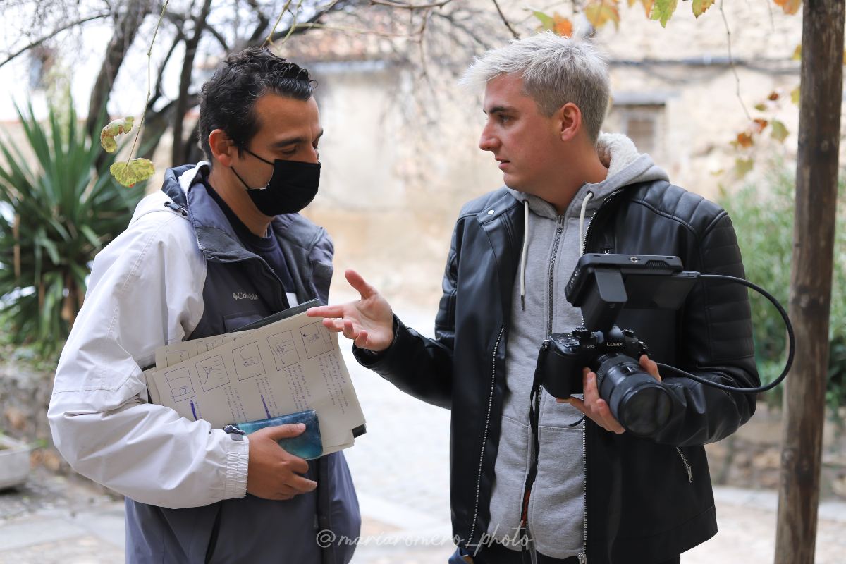 Javier Cófreces y Dorian Sanz durante la grabación del spot. 