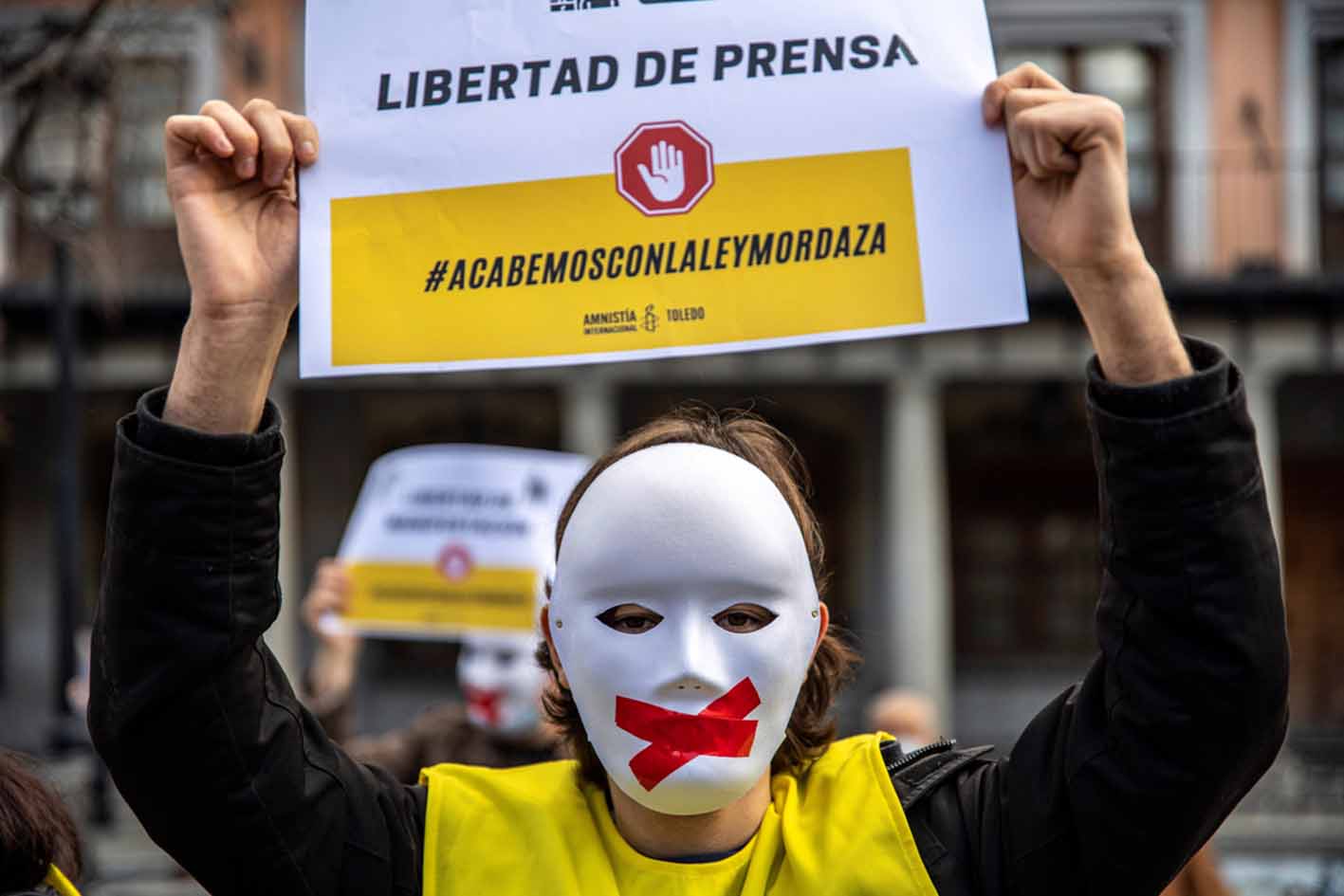 Un momento de la manifestación contra la reforma de la "Ley Mordaza" en Toledo.