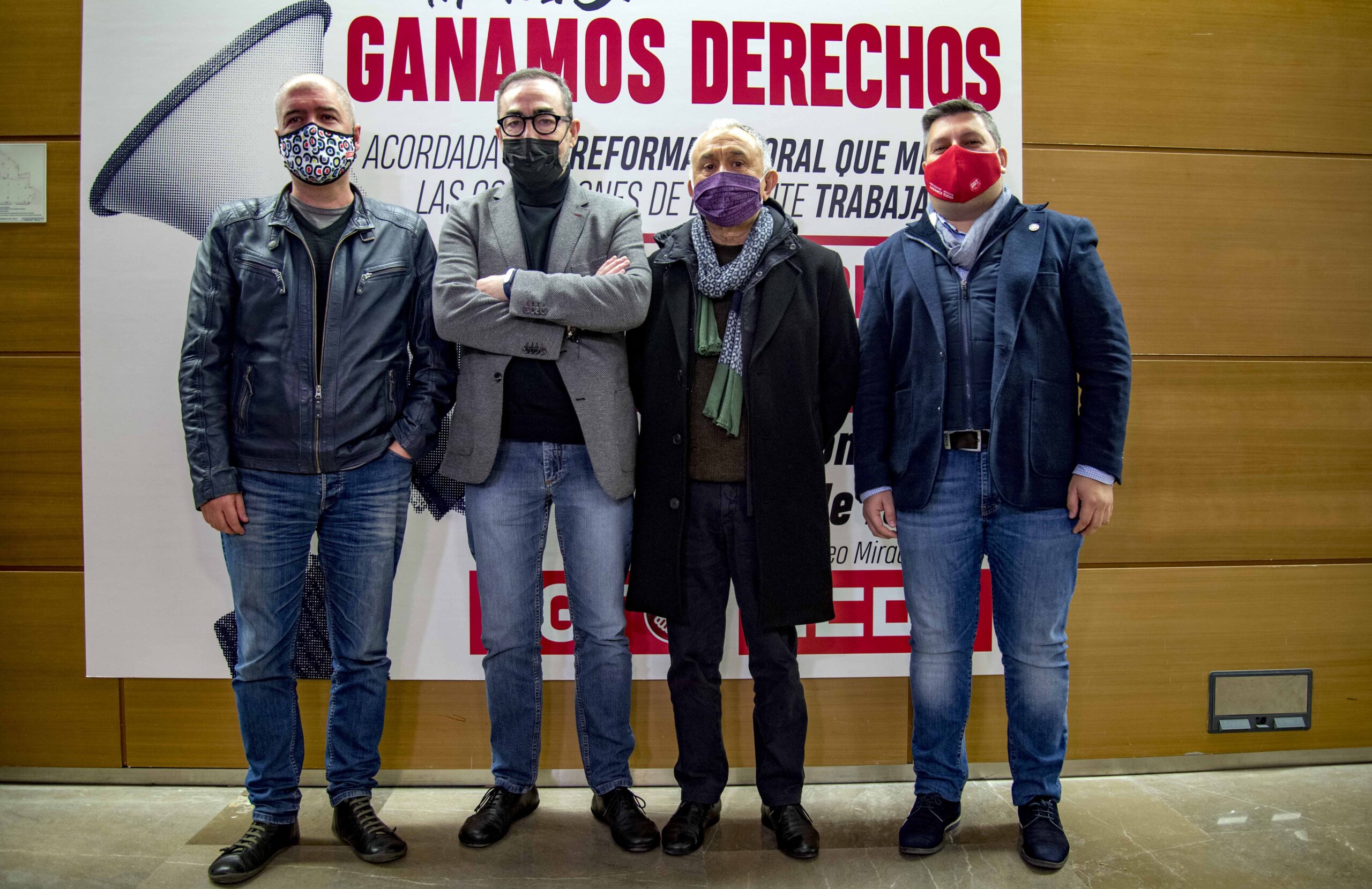 De izquierda a derecha, Unai Sordo, Paco de la Rosa, Pepe Álvarez y Luis Manuel Monforte.