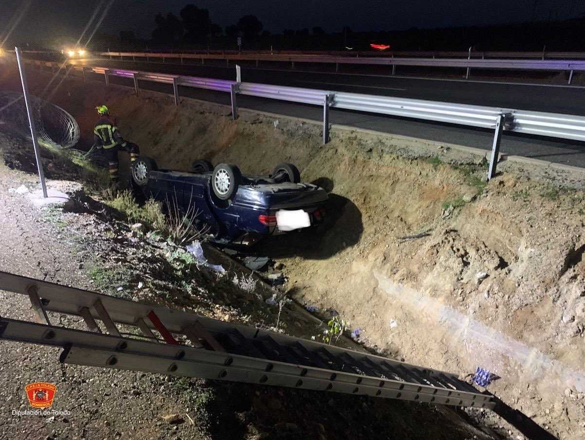 Así quedó el vehículo accidentado en Los Cerralbos.