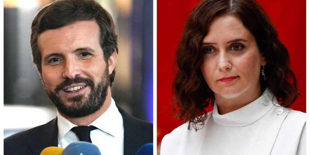 El presidente del PP, Pablo Casado, y la presidenta de la Comunidad de Madrid, Isabel Díaz Ayuso.