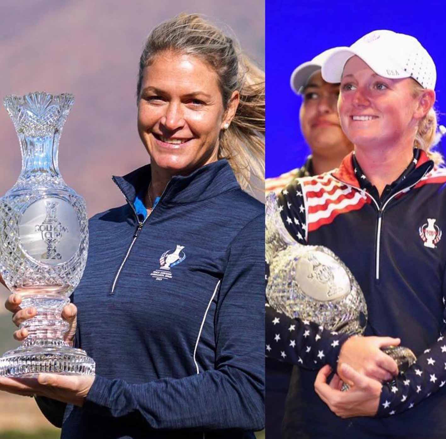 Suzann Pettersen (izquierda) y Stacy Lewis, capitanas por Europa y EEUU, respectivamente.