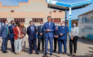 El presidente del Gobierno Pedro Sánchez, durante su intervención, en Puertollano.