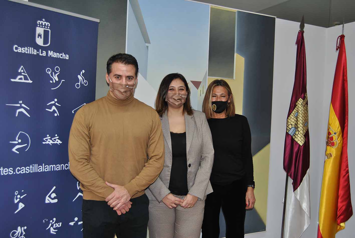 La Solheim Cup, en Toledo: Carlos Yuste, Ana Muñoz y Virginia Moraleda.