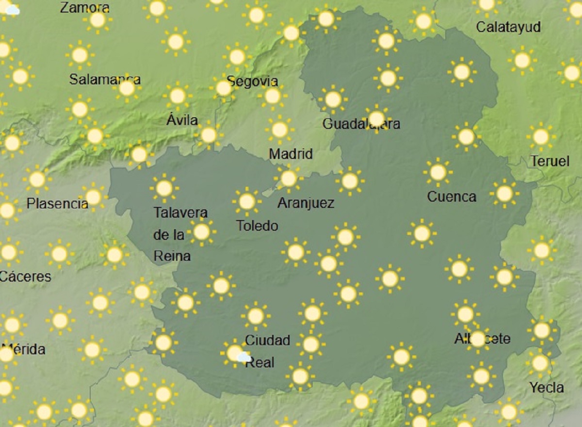 Reina el sol en CLM. Previsión de la Aemet.