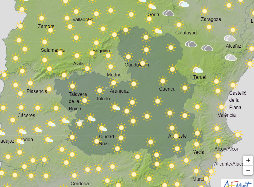 Temperaturas mínimas en ascenso en Guadalajara y nordeste de Cuenca.