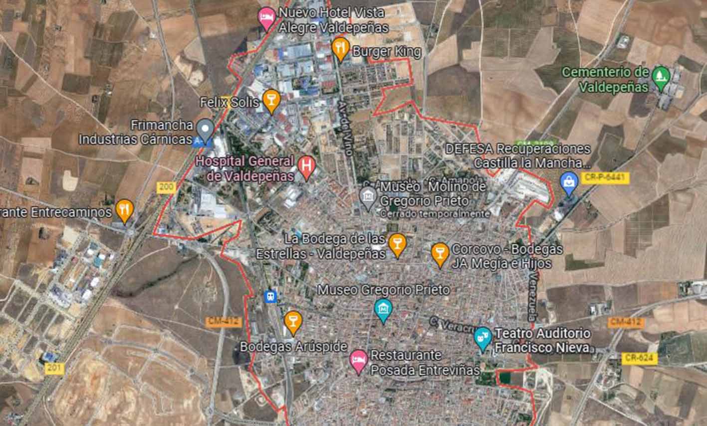 Accidente mortal de tráfico en el término de Valdepeñas. Imagen: Google Maps.