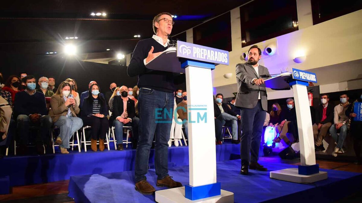 Alberto Núñez Feijóo y Paco Núñez, presidente del PP en Castilla-La Mancha.