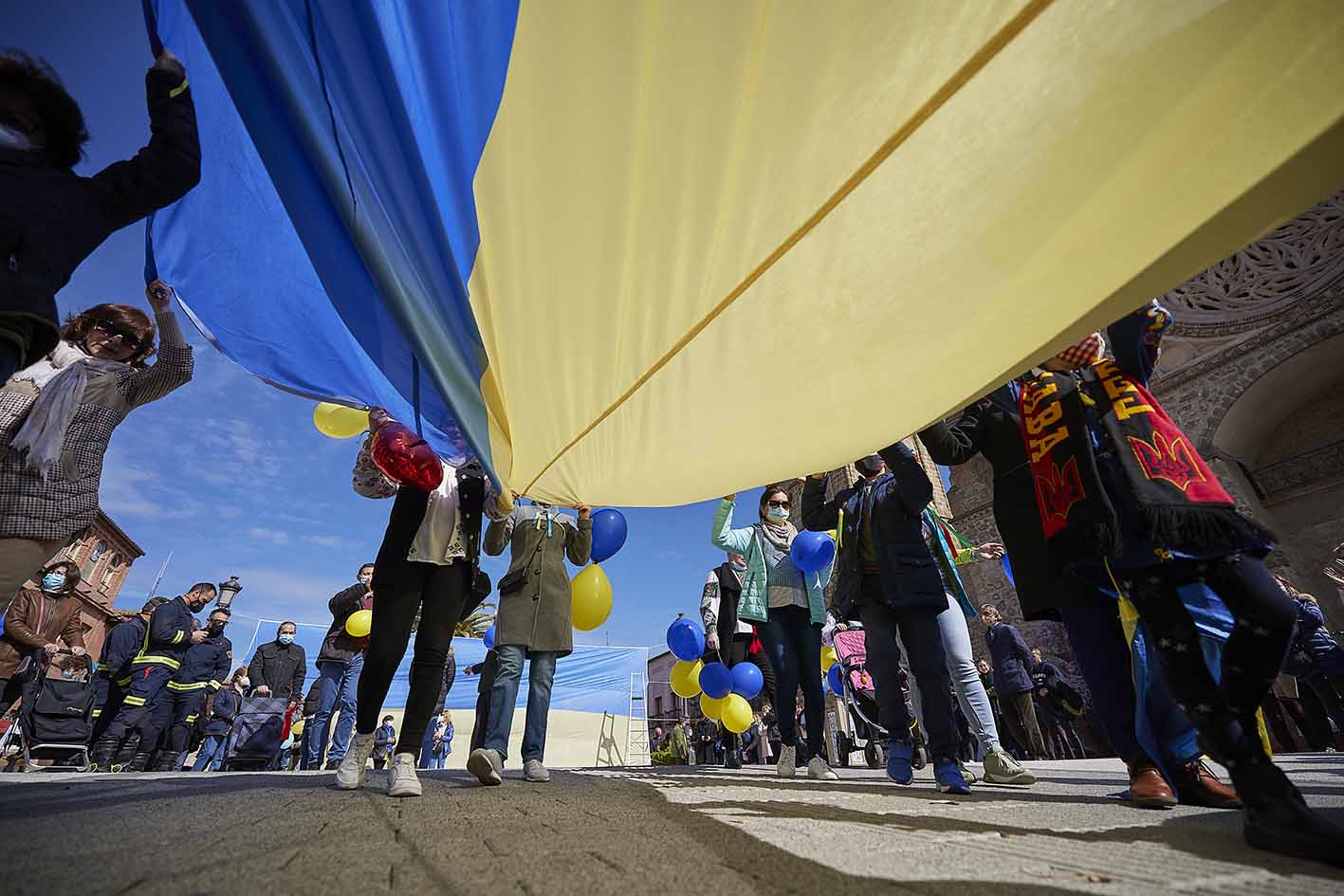 Foto en una de las manifestaciones llevadas a cabo en Talavera para dar apoyo al pueblo ucraniano.