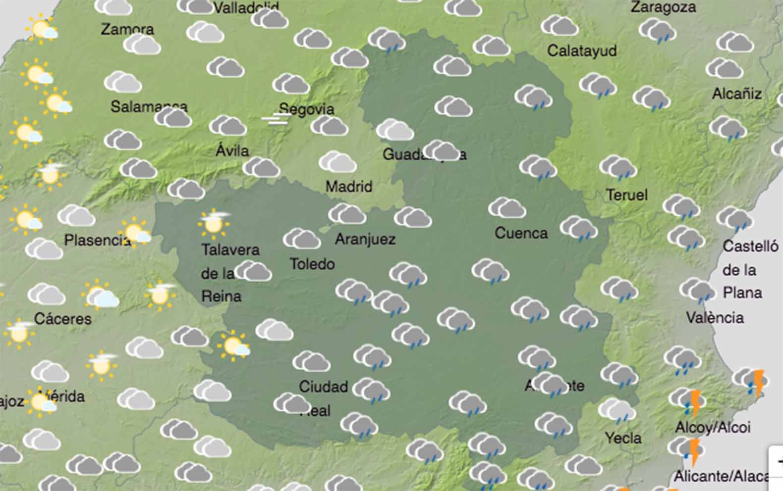 Previsiones meteorológicas de Aemet para esta tarde del jueves 17.