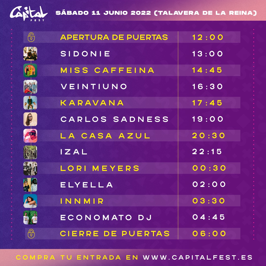 Horarios Capital Fest 2022, en Talavera.