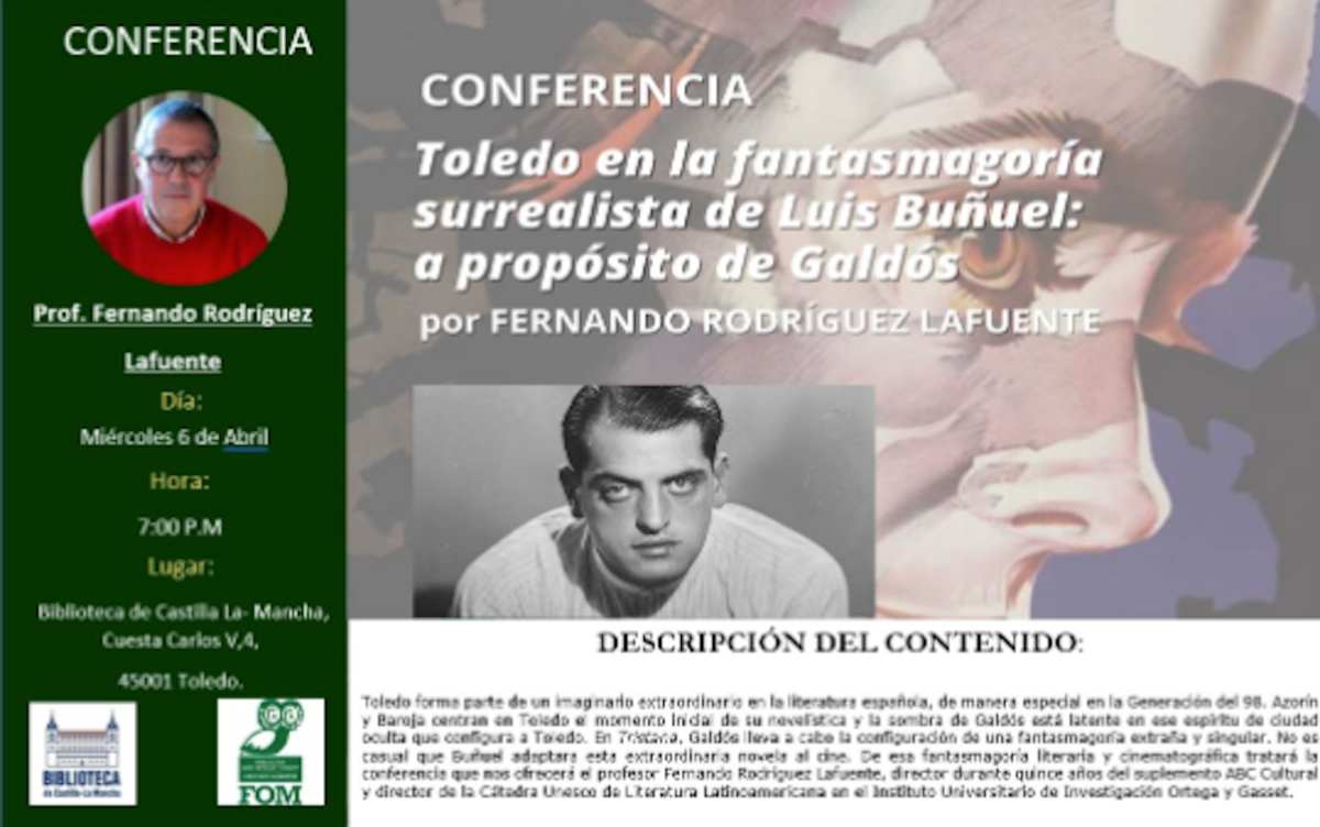 Cartel de la conferencia sobre el imaginario de Toledo en la literatura.